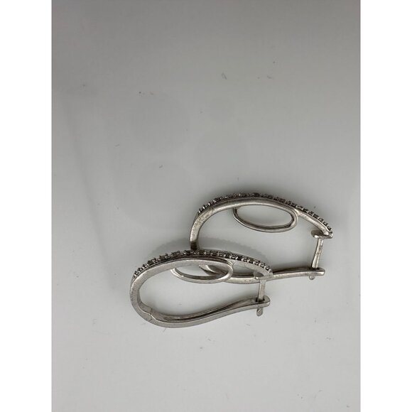 Natural Diamond Loop Hoop Earrings - Picture 13 of 15